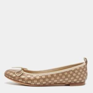 Gucci Gold Leather GG Ballet Flats Size 37