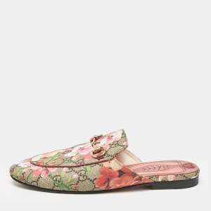 Gucci Multicolor Canvas Princetown Mules Size 36.5