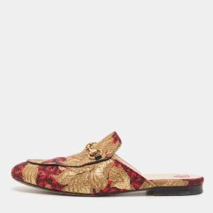 Gucci Multicolor Canvas Princetown Mules Size 38