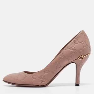 Gucci Beige GG Leather Round Toe Pumps Size 37.5