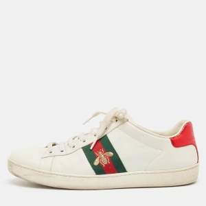 Gucci White Leather Ace Lace Up Sneakers Size 39.5