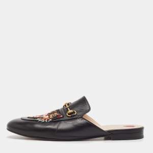 Gucci Black Leather Princetown Mules Size 40