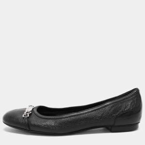 Gucci Black Leather Embellished Ballet Flats Size 36.5