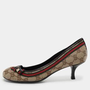 Gucci Beige/Brown GG Canvas Mayfair Pumps Size 37