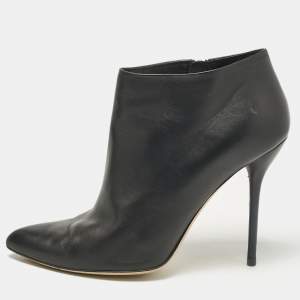 Gucci Black Leather Pointed Toe Ankle Booties Size 40