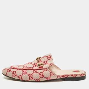Gucci Pink/Beige GG Canvas Princetown Mules Size 39