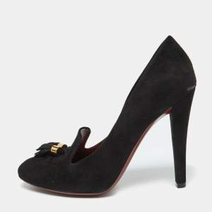 Gucci Black Suede Mischa Tassel Moccasin Pumps Size 39