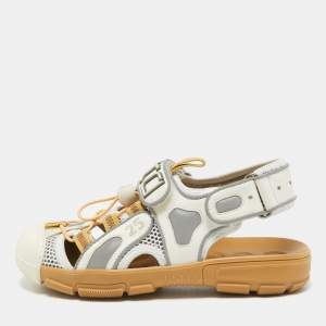 Gucci White/Silver Mesh and Leather Tinsel Sport Sandals Size 36