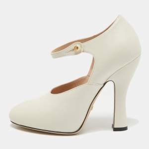 Gucci Cream Leather Mary Jane Pumps Size 37.5