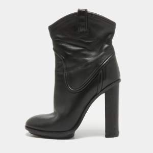 Gucci Black Leather Ankle Boots Size 38