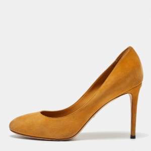 Gucci Mustard Yellow Suede Round Toe Pumps Size 39