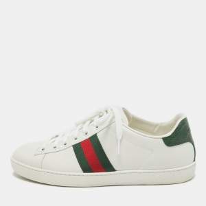 Gucci White Leather Web Ace Sneakers Size 39.5