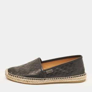 Gucci Black Microguccissima Leather Espadrille Flats Size 38.5