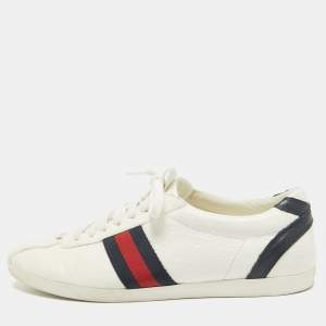 Gucci White Leather Ace Web Lace Up Sneakers Size 39