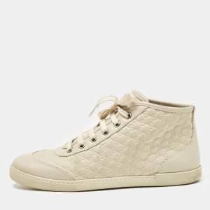 Gucci Cream Microguccissima Leather High Top Sneakers Size 37