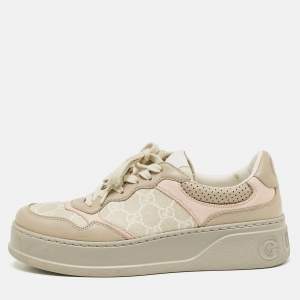 Gucci Multicolor Leather and GG Supreme Canvas Chunky B Sneakers Size 39