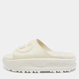 Gucci Cream Rubber GG Flat Sandals Size 36