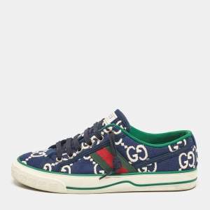 Gucci Blue GG Canvas Tennis 1977 Low Top Sneakers Size 37.5