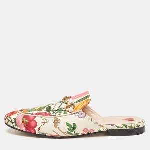Gucci Multicolor Floral Canvas Princetown Horsebit Flat Mules Size 38.5