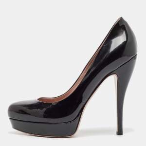Gucci Black Patent Leather Platform Pumps Size 38.5