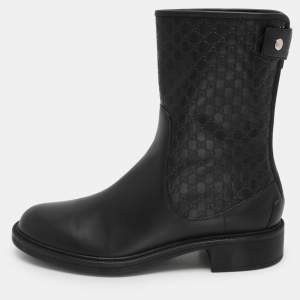 Gucci Black Microguccissima Leather Calf Length Boots Size 38