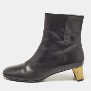 Gucci Black Leather Diamond Heel Ankle Boots Size 40.5