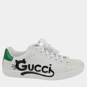 Gucci White Leather Ace Kitten Sneakers Size 35.5