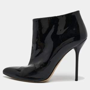 Gucci Black Patent Leather Pointed Toe Ankle Length Boots Size 40