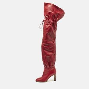 Gucci Red Leather Trish Over the Knee Boots Size 36