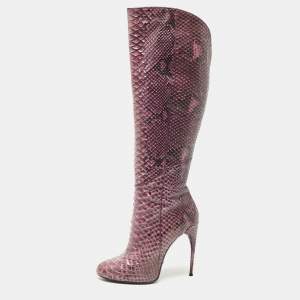 Gucci Purple Python Leather Knee Length Boots Size 39