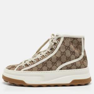 Gucci Beige GG Canvas Tennis 1977 Treck Sneakers Size 39