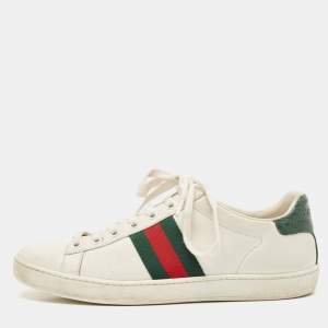 Gucci White Leather Web Ace Sneakers Size 38