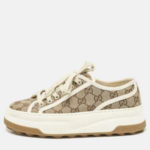 Gucci Beige GG Canvas Tennis 1977 Treck Sneakers Size 38