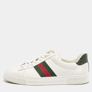 Gucci White Leather Web Ace Sneakers Size 40