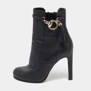 Gucci Black Leather Platform Ankle Boots Size 38