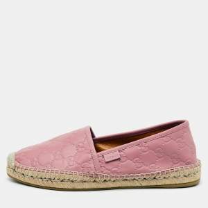 مملوكة مسبقًا Gucci Pink Guccissima Leather Espadrille Flats Size 39