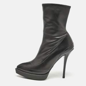 Gucci Black Leather Zipped Ankle Length Boots Size 36.5