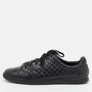 Gucci Black Microguccissima Leather Low Top Sneakers Size 38.5
