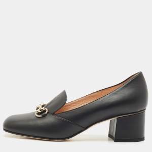 Gucci Black Leather Horsebit Loafer Pumps Size 39 