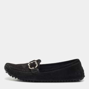 Gucci Black Suede Slip On Loafers Size 38.5
