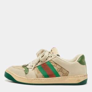 Gucci  Multicolor Nubuck Leather and Canvas Screener Sneakers Size 36