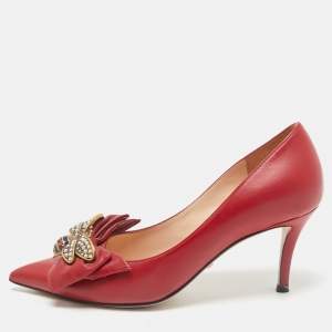 Gucci Red Leather Queen Margaret Pumps Size 36.5