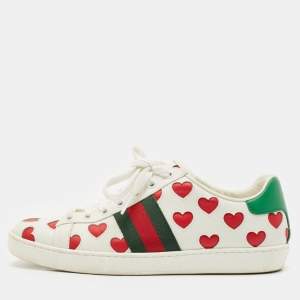 Gucci Multicolor Leather  Ace Hearts Low Top Sneakers Size 37