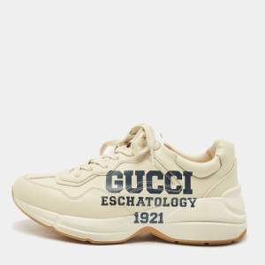 Gucci White Leather  Rhyton Low Top Sneakers Size 40