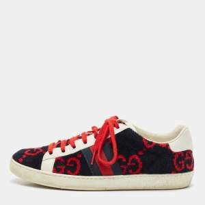 Gucci Tricolor GG Terry Fabric and Leather Ace Sneakers Size 38