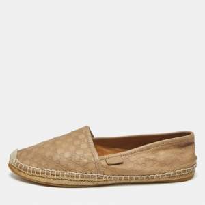 Gucci Beige Leather Slip On  Espadrille Flats Size 37