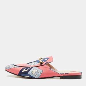 Gucci Multicolor Satin Horsebit Princetown Mules Size 41