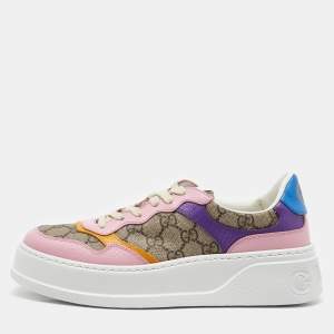 Gucci Multicolor GG Supreme Canvas and Leather Low Top Sneakers Size 39