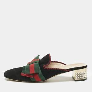 Gucci Black Suede Sylvie Mules Size 40