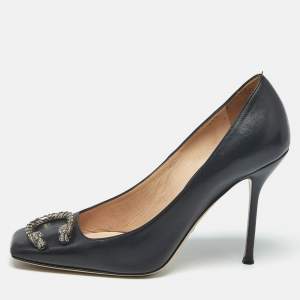 Pre Owned Gucci Black Leather Dionysus Pumps Size 40